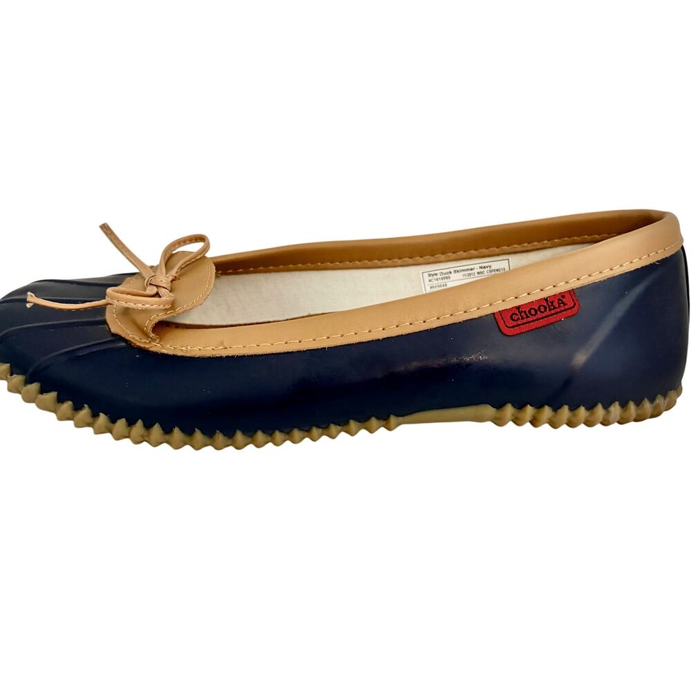CHOOKA Navy Duck Skimmer Waterproof Rain Ballet Flats Rubber Preppy Coastal 10